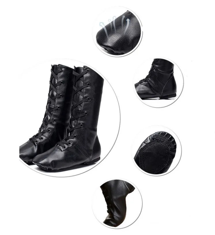 XIHAHA Jazz Dance Boots Women Soft Sole Leather Latin  Dancing Shoes Woman Children Girls Ballet Shoes Ballroom Training Shoe