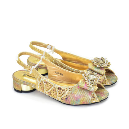 Elegant Peep Toe Low Heels Rhinestone Handbag Set for Women Bag and Shoe Woman Set Luxury Wedding Party Footwear and Accessory