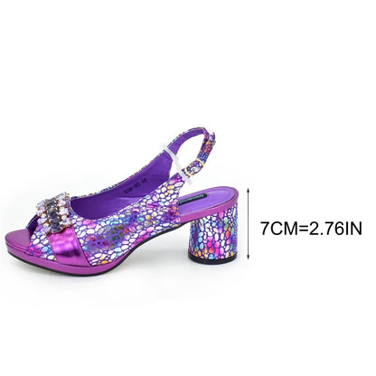 New Arrival Shoe and Bag Set for Party in Women Italian Elegant Woman Heeled Shoes for Wedding Full Rhinestone Wedding Pumps