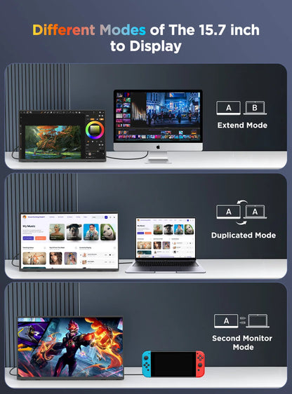 UPERFECT 15.7' 4K Touchscreen Portable Monitor 100%sRGB UHD W/VESA & Stand Ultra-Slim FreeSync HDR Gaming Display for Steam Deck