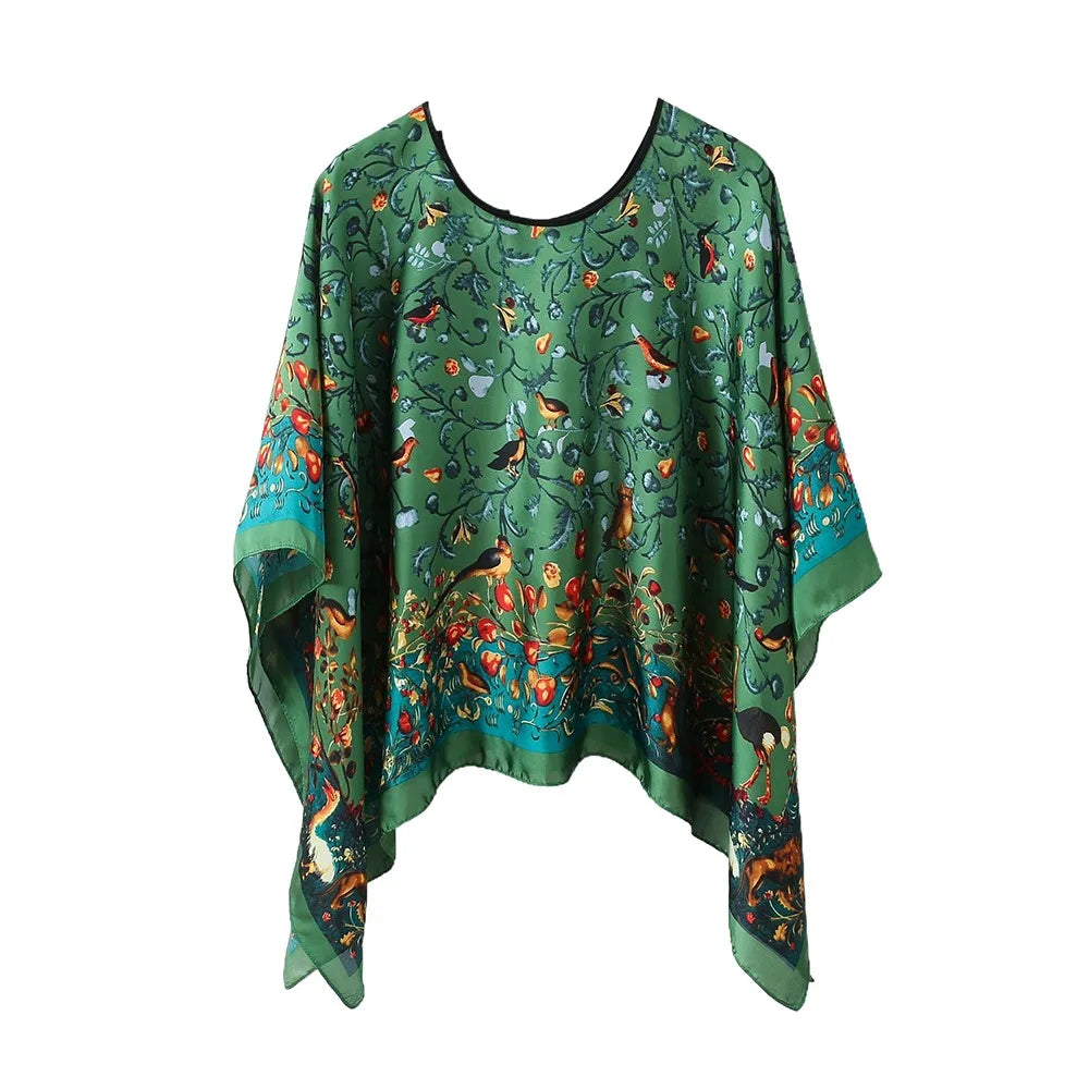 Shawls Summer Beach Sexy Women Fashion Print Chiffon Smock Bikini Cover Up Loose Blouse Sunscreen Comfortable Poncho