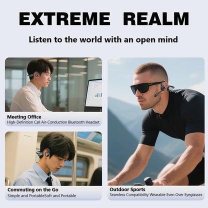 Open-Ear Headsets with Noise Canceling Boom Microphone Lightweight Bluetooth Wireless Headphones for Trucker Office Call Center