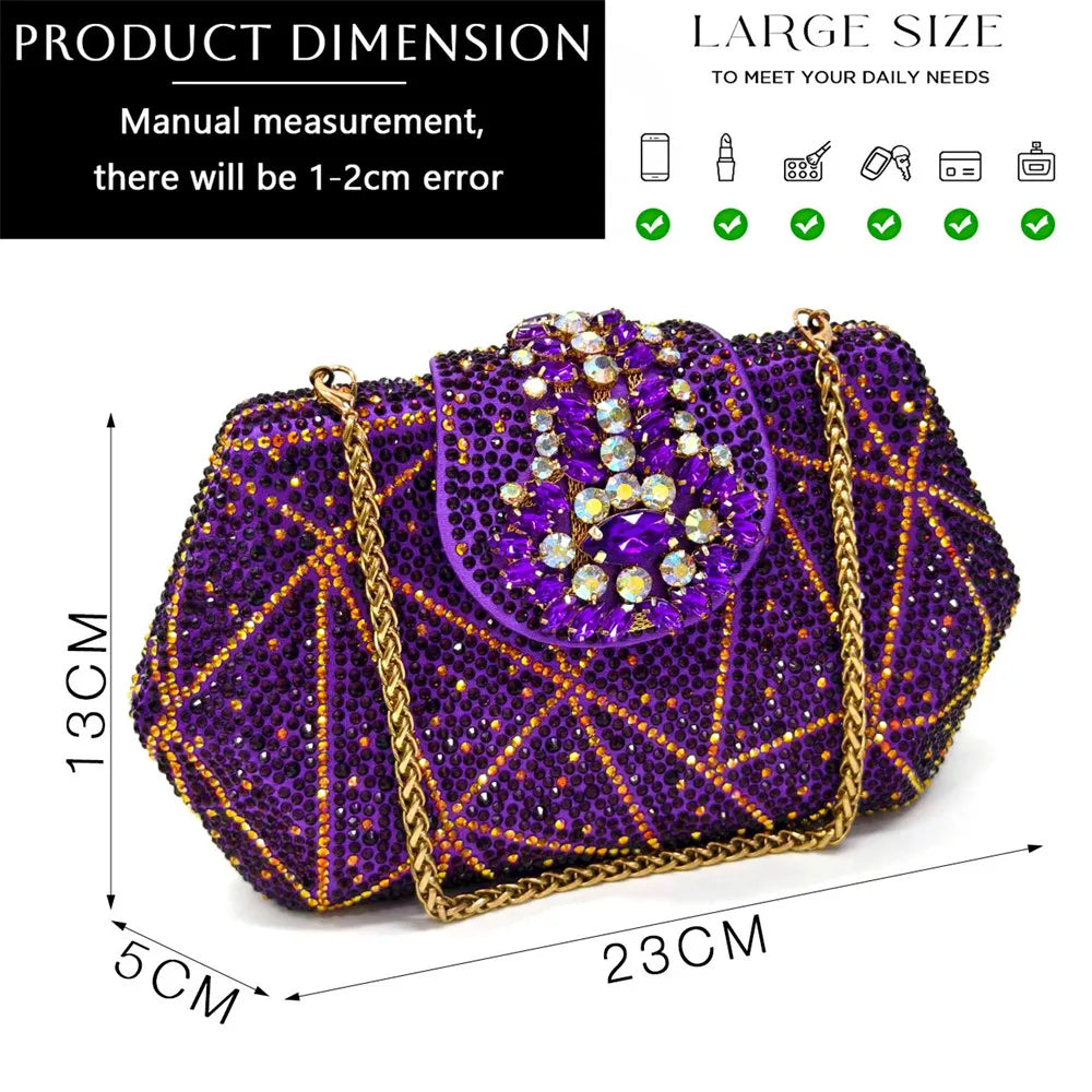 Women's Evening Clutch Bag Party Purse Luxury Wedding Clutch For Bridal Exquisite Crystal Ladies Handbag Apricot Green Wallet