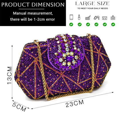 Women's Evening Clutch Bag Party Purse Luxury Wedding Clutch For Bridal Exquisite Crystal Ladies Handbag Apricot Green Wallet