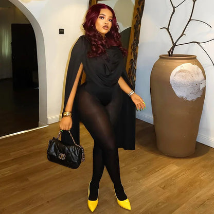 Sexy Swing Collar Jumpsuits for Women 2025 Fall Clothes One Piece Fancy Club Outfits Elegant Luxury Bodysuit Playsuit Jumpsuit