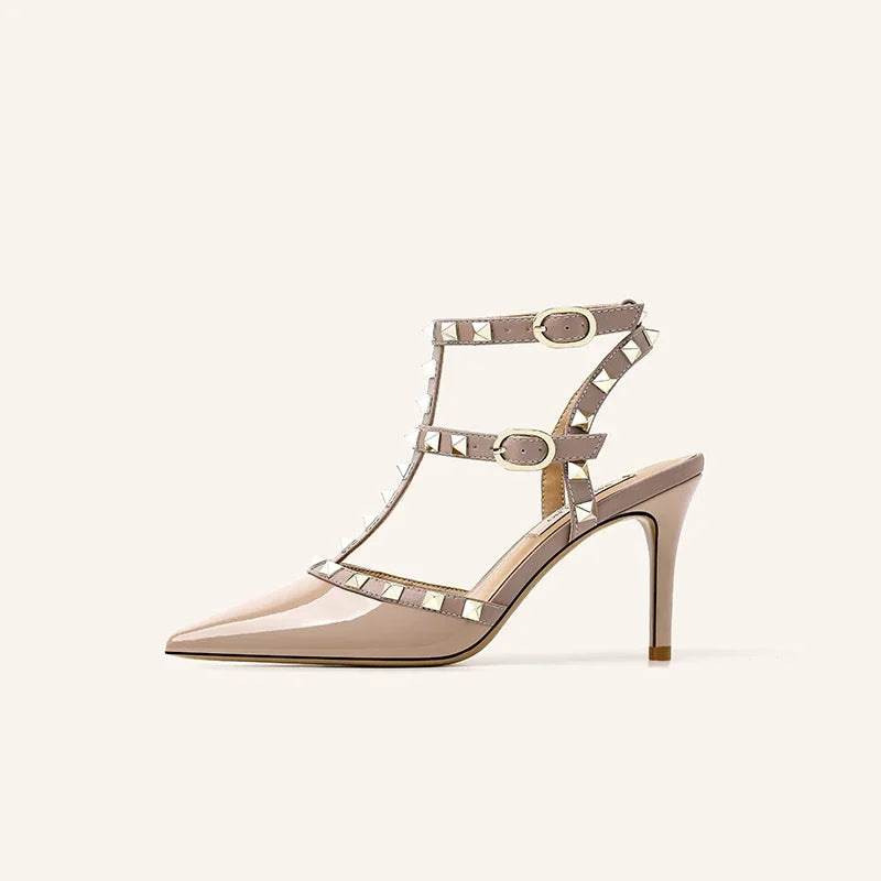 Nude Black Woman heeled sandals Summer Slingbacks High Heels luxury Leather Fashion Brand Designed sandals elegant Prom Shoes