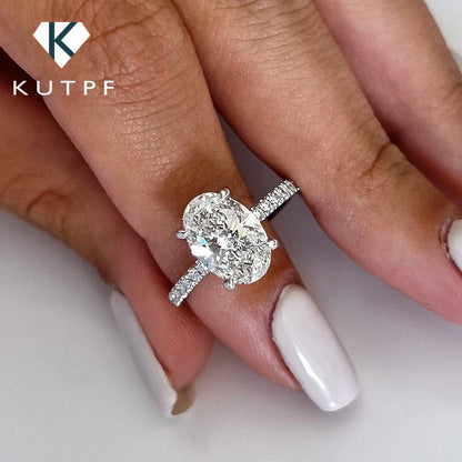 Oval Cut Full Moissanite Engagement Ring for Women  S925 Silver1/2/3/4Carat Hidden Halo Diamond Wedding Rings with Certificates