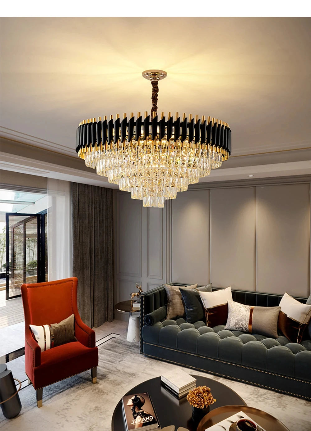 Villa Luxury Living Room Chandelier K9 Crystal Restaurant Pendant Lights Modern Ceiling Chandelier Dining Table Indoor Home Lamp