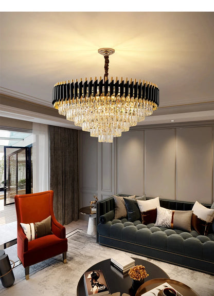Villa Luxury Living Room Chandelier K9 Crystal Restaurant Pendant Lights Modern Ceiling Chandelier Dining Table Indoor Home Lamp