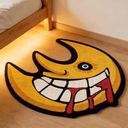 VIKAMA Anime Soul Eater Moon Shaped Area Rug Non Slip Soft Cartoon Floor Mat for Living Room Bedroom Kids Room Rug