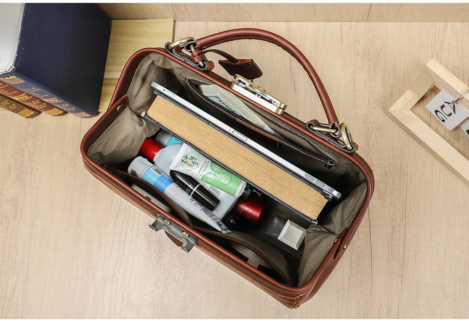 CONTACT'S Genuine Leather Top Handle Bags for Women Sling Shoulder Bags Tote Bag Handbags Metal Frame Female Bags Ladies Fashion