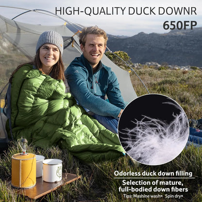 Naturehike Ultralight Backpacking Duck Down Sleeping Bag for Adults Warm Splicable Double Quilt 2 Person Sleeping Bags for Hiking Camping 3 Seasons