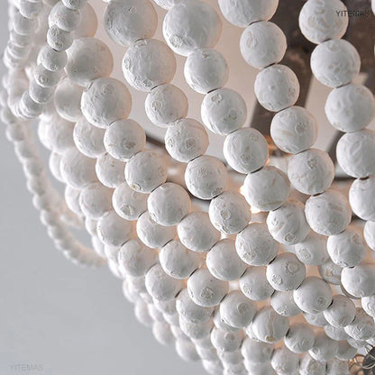 Blue Grey Wooden Beads 8 Lights Chandeliers For Foyers Vintage White Chandelier Lighting Bedroom Living Room Boho Pendant Light