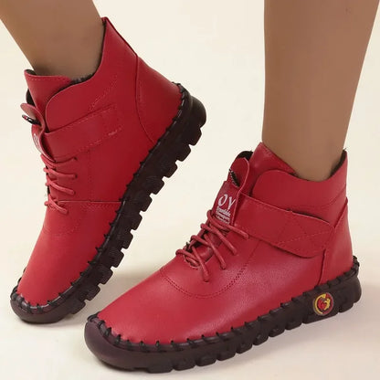 Ngouxm Winter Flat Boots Winter Female Shoes Soft Bottom Short Plush Mother Snow Botas De Invierno Para Mujer