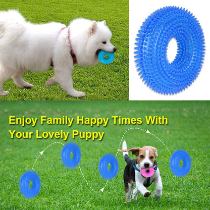 Spiky Ring Tire Dog Chew Toy Squeaky Sound Durable TPR Material Pet Teeth Grinding Cleaner Interactive Molar Toy for Dogs