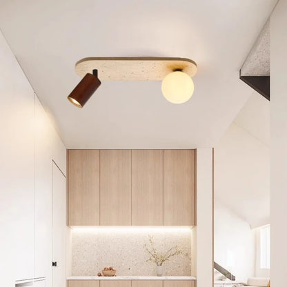 IWHD Japan Wabi Sabi LED Ceiling Lights Bedroom Bathroom Corridor Home Lighting Yellow travertine Ceiling Lamp Lampy Sufitowe