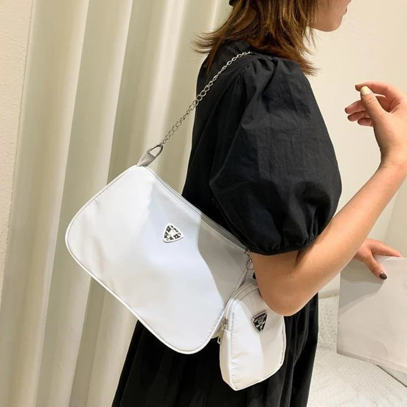 Woman Female Fashion Causal Handbag Set Crossbody Bags Shoulder Handbags 2in1 Sling Bag Trend Hand Bag For Travel Shopping