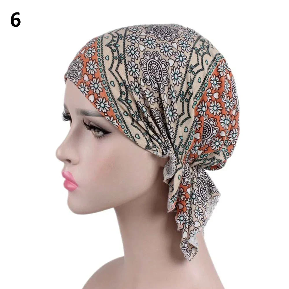 2020 NEW Fashion Women Flower Muslim Ruffle Cancer Chemo Hat Beanie Scarf Turban Head Wrap Cap Printed Headwear Lady Hats