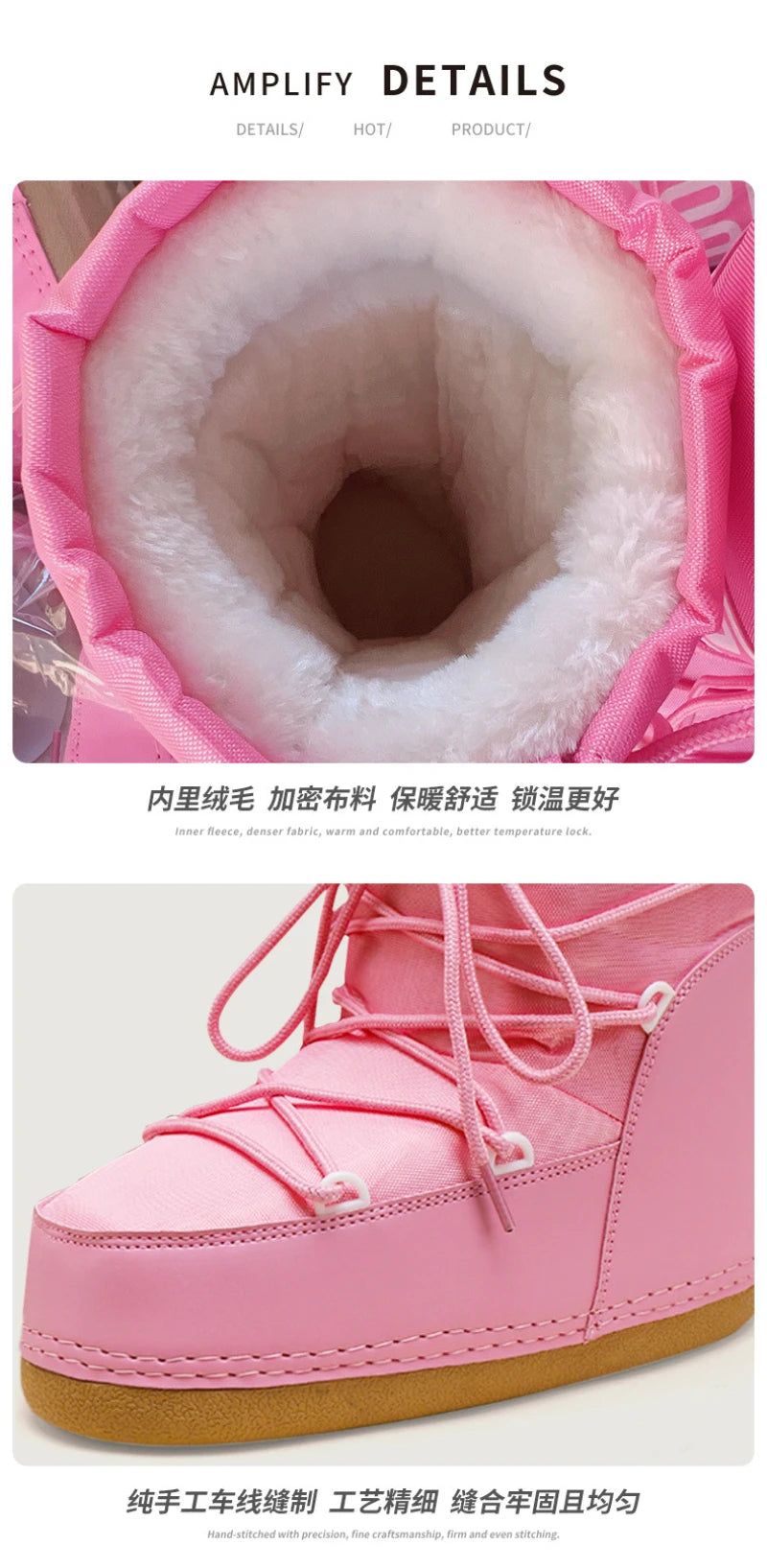 2026 New Women High‑Tubed Moon Boots Space Snow Boots Round‑Toe Lightweight Thick‑Sole Warm Insulated Skiing Winter Outdoor Cott