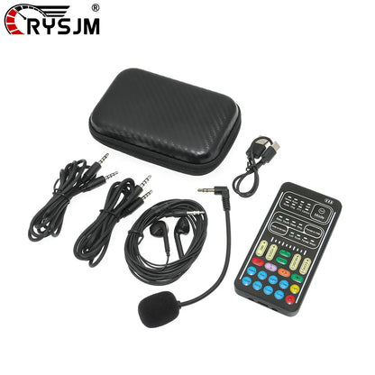 I9 Sound Cards Set Mini Voice Changer Voice Live Sound Card + Headphones + Microphone Audio 8 Sound Effect Machine Equipment