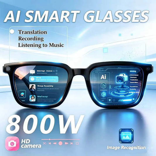 AI Smart Glasses 800W Anti Shake HD Camera Video Recording Languages Translation Sunglasses Bluetooth Call Music Play Man Women