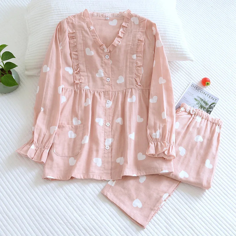 Pure cotton gauze Thin Japanese kimono Nursing pajamas Pregnant women's home clothing