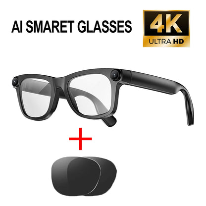 4K Smart AI Glasses 800W AI Translation 8MP HD Camera 4K Shooting Image Bluetooth Call Recording Music Smart Sunglasses