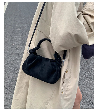 Small Suede Fashion Leather Shoulder Bags for Women 2025 Luxury Designer Brand Trend Crossbody Bag Females Short Handle Handbags