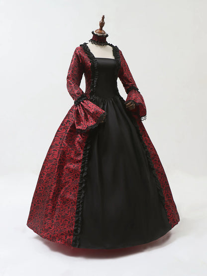 Cosplay Marie Antoinette Dress Medieval Flare Sleeve Victorian Party Formal Gown Renaissance Gothic Floral Robe