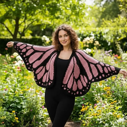 Crochet Monarch Butterfly Knit Cardigan Soft Breathable MonarchButterfly Cardigan Sweater Keep Warm with Butterflies Wing