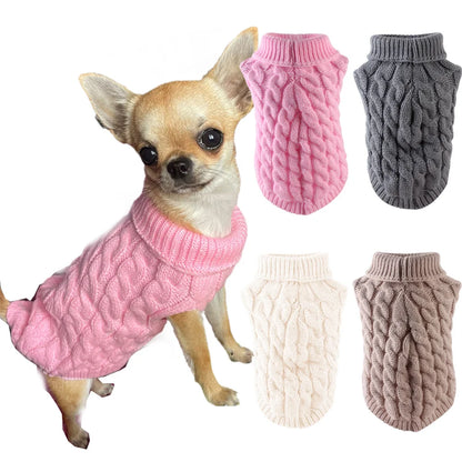 Classic Solid Chihuahua Puppy Dog Sweater for Small Dogs Winter Warm Pet Clothes Yorkshire Schnauzer Pullovers Disfraz De Perro