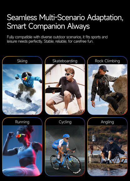 LIGE New Smart Glasses 800W Pixels Camera  1080P Video Waterproof Outdoor Cycling UV protection Bluetooth Call Smart Sunglasses