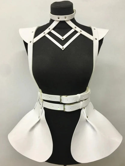 Music Festival Cyberpunk Holographic Colorful Suspender Dress Prom Accessories Belt Cosplay Costume Shiny Carnival Party Skirt