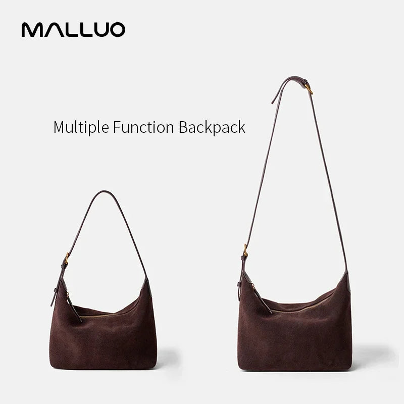 Winter Women's Natural Suede Leather Crossbody Bag Female Casual Versatile Shoulder Handbag Ladies Classic Cowhide Underarm Bags