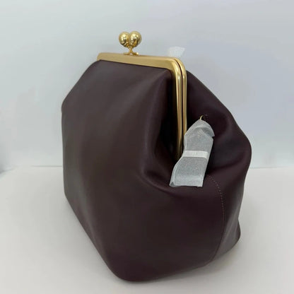 Classic Large Capacity Kisslock Frame Clip Bags For Women Luxury Designer Handbags Purses 2026 New In PU Lock Underarm Shoulder