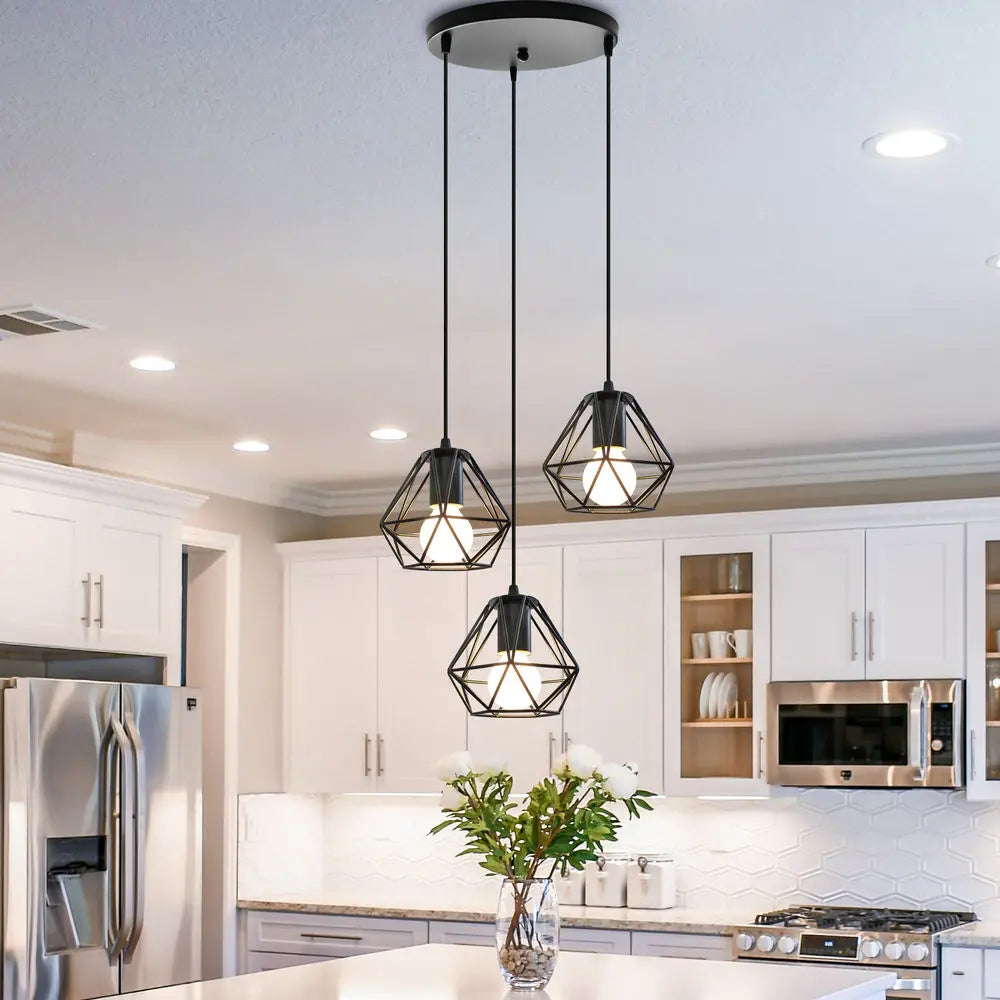 3 Heads Vintage Pendant Lights Wood Hanging Lamp Chandelier Industrial for Loft Dinning Living Room Kitchen Lighting Fixture LED