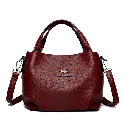 Genuine Soft PU Leather Handbags for Women Vintage Shoulder Tote Bag Luxury Designer Ladies Large Capacity Purse Bags Sac A Main