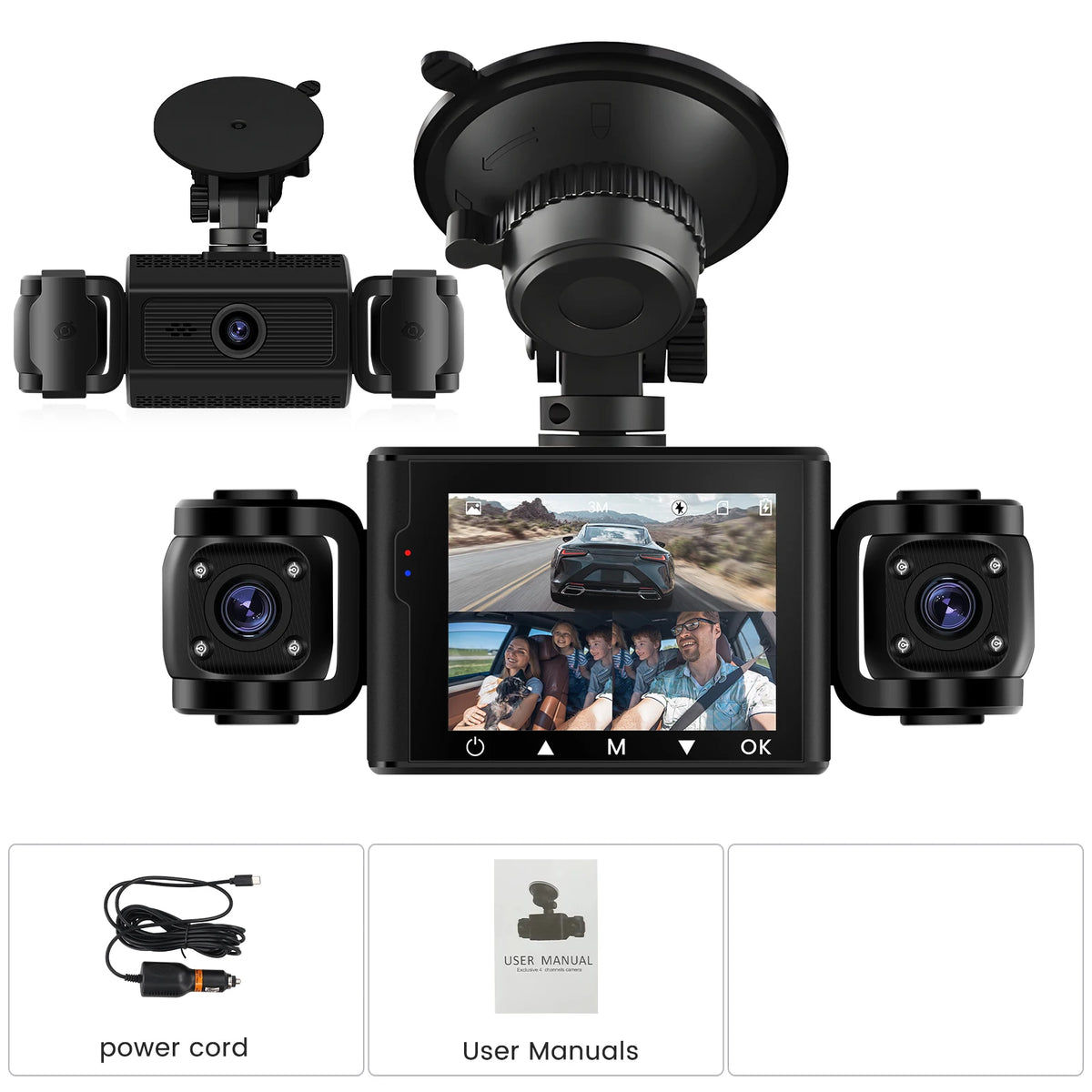Degreat 2.4-inch 1080P Car DVR Camera Triple Record HD Car Recorder With 480P Car Left, Car Right + Motion Detection