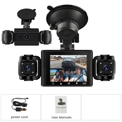 Degreat 2.4-inch 1080P Car DVR Camera Triple Record HD Car Recorder With 480P Car Left, Car Right + Motion Detection