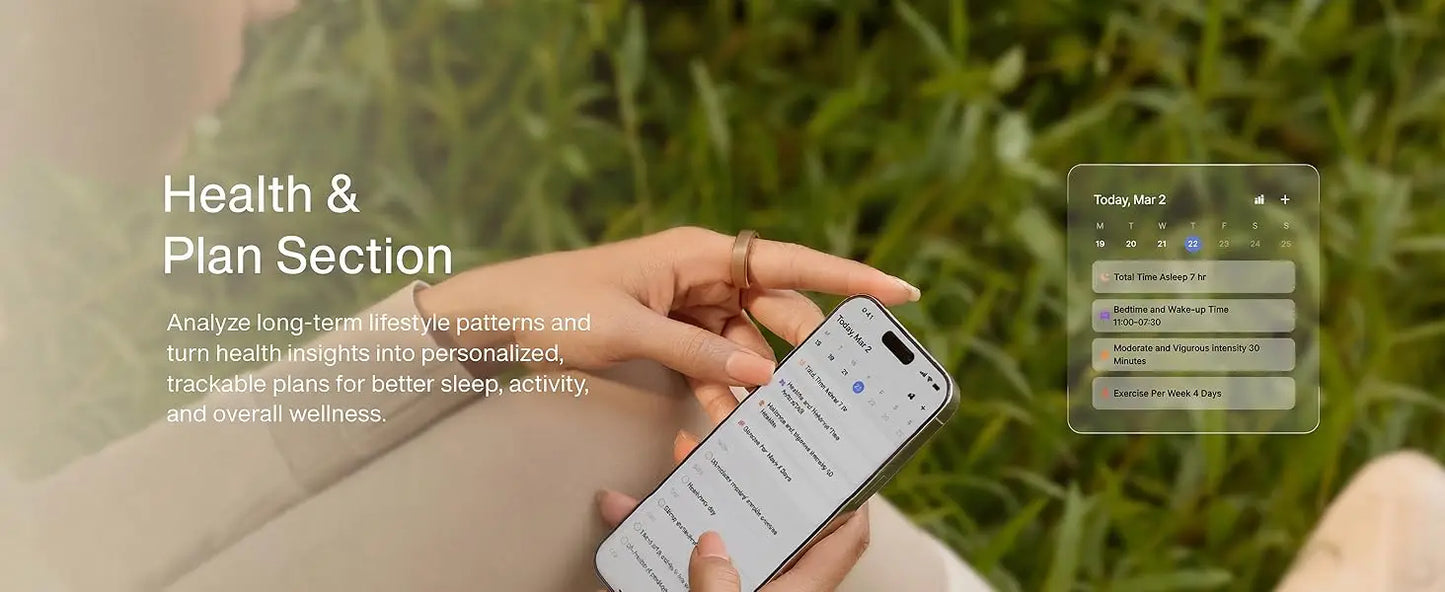 RingConn Gen 3 Smart Ring Vascular Trends Tracking No Subscription App Vibration Alert Sleep Fitness Heart Rate Monitor 14-Day