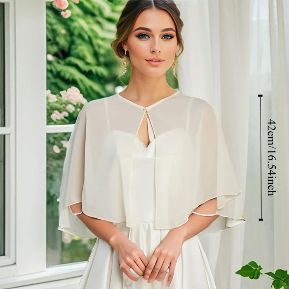 Fashion Sheer Chiffon Capelet Lightweight Design Elegant Style Soft Shawls Wedding Cape Bridesmaid Accessories