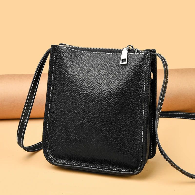 High Quality Genuine Leather Crossbody Bag for Women Vintage Cowhide Leather Shoulder Bag Small Luxury Designer Satchel Handbags