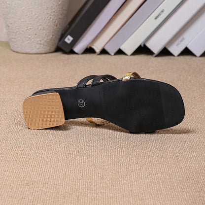 Women Flat with Shoes 2025 Designer Luxury Buckle Fashion Ladies Flats Shoes Slingback Pointed Toe Casual Female Sandals Mules