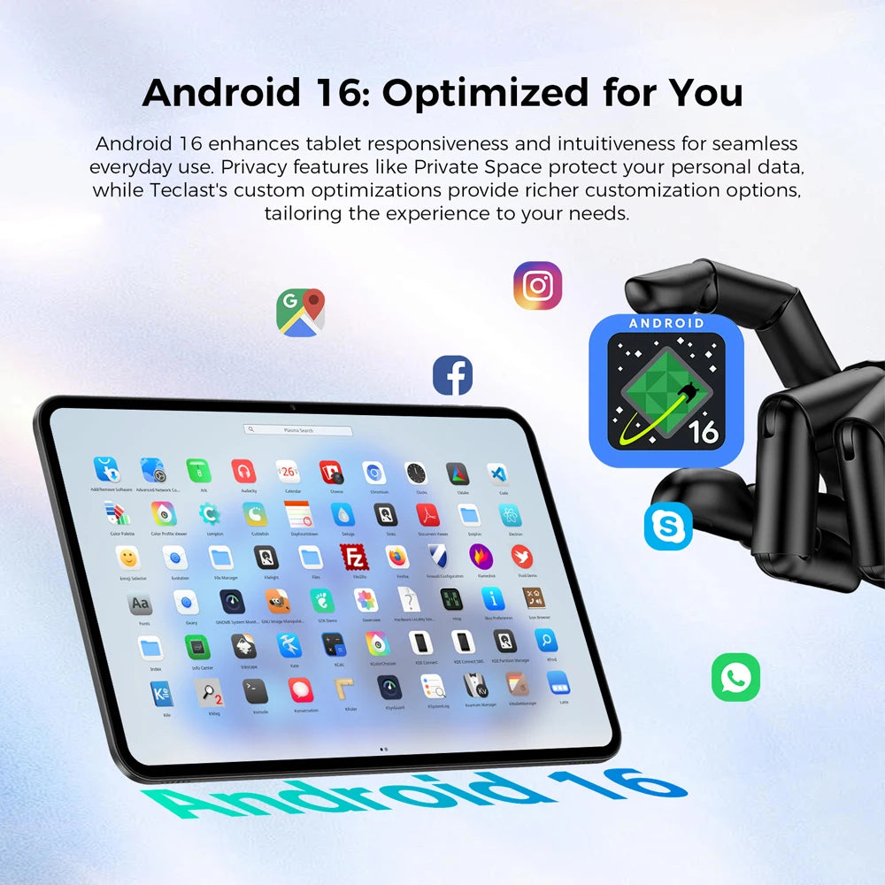 Teclast T65 13.4 Inches 2K 120Hz Screen Unisoc T7280 Octa Core Max 26G RAM 128GB ROM 8000mAh Battery Android 16 Tablets Dual SIM