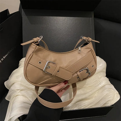 Y2K VintagePULeather WomenShoulderBag Small Crossbody Bag for Women Fashion Ladies Underarm Bag Clutch Purse Female Handbag