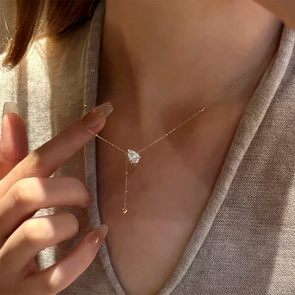 1/2/3CT Moissanite Pendant Necklace for Woman Pear Cut Waterdrop S925 Silver Y-Style Single Diamond Necklace Gift Fine Jewelry