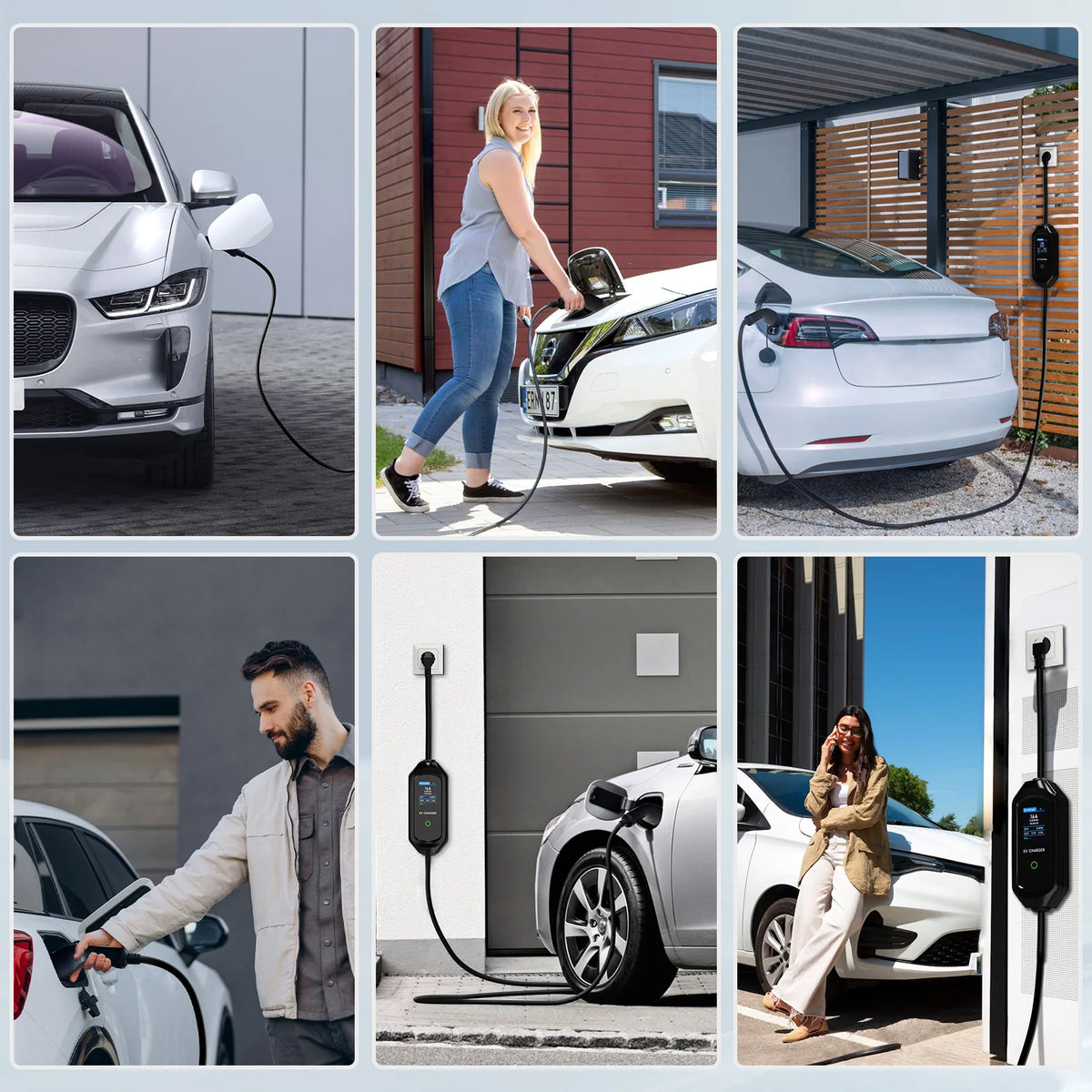 AFYEEV 3600W Portable Type2 IEC62196-2 EV Charger Type1 SAE J1772 Electric Car Charger GBT EVSE Charging Cable Wallbox EU Plug