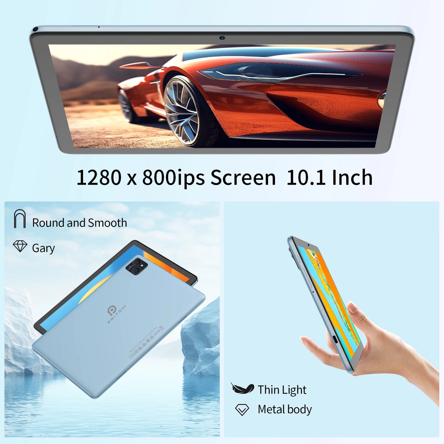 PRITOM TAB11 Android 15 Tablet 10 Inch, 16GB(4+12 Expand) RAM + 128GB ROM, Octa Core, 5G WiFi, with Keyboard, Mouse, Case