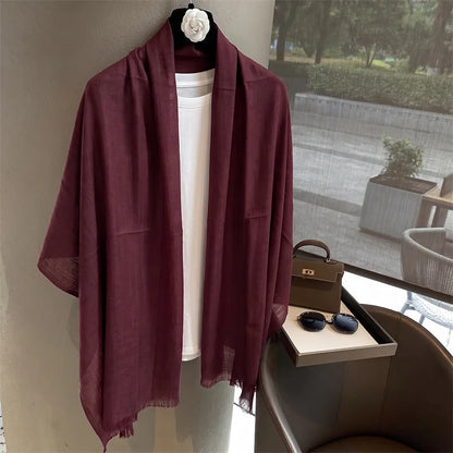 New Long Scarf Women Cotton Scarf Beach Hijab Shawls and Wraps 2026 Luxury Brand Solid Color  Echarpe Designer