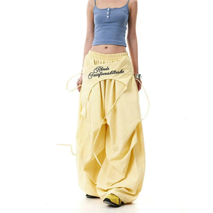 Women Y2K Wide Leg Cargo Pants 2026 Spring Cross-layer Straps Casual Hip Hop Dance Streetwear Trousers Baggy Vintage Fashion